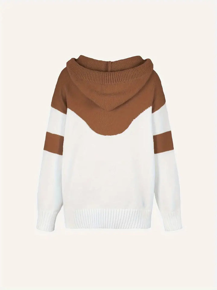 Rosa | Colour Block Pullover mit Kapuze und Kordelzug