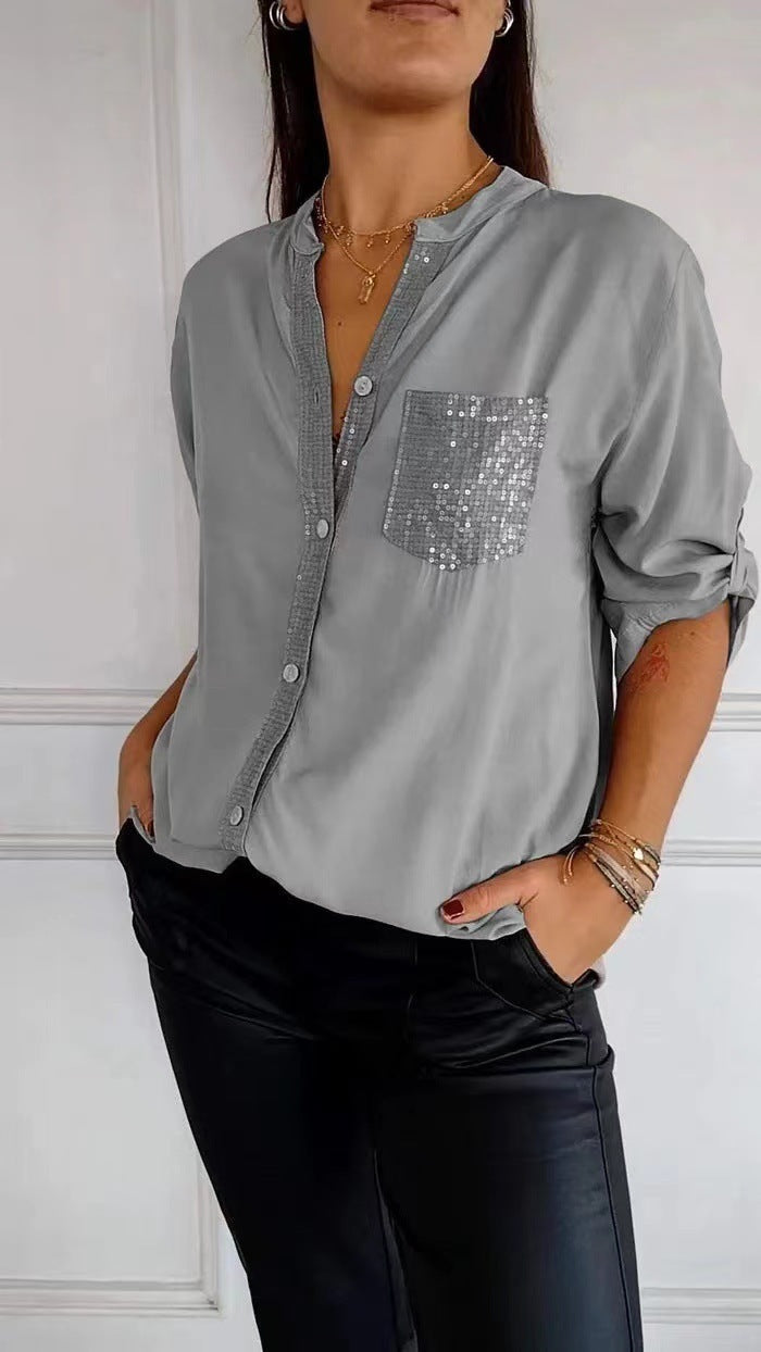 Funkela | Glitzerbluse mit Paillettentasche