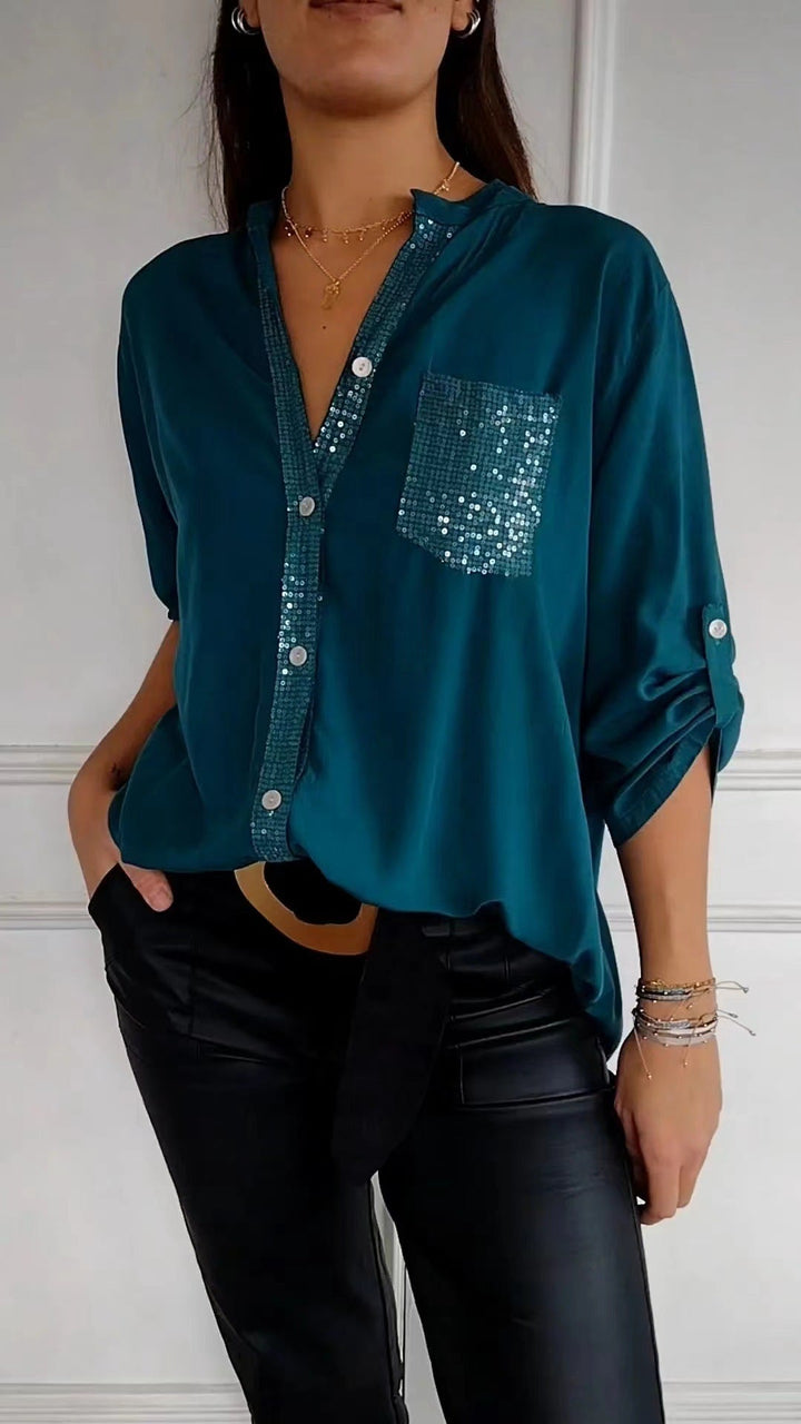 Funkela | Glitzerbluse mit Paillettentasche