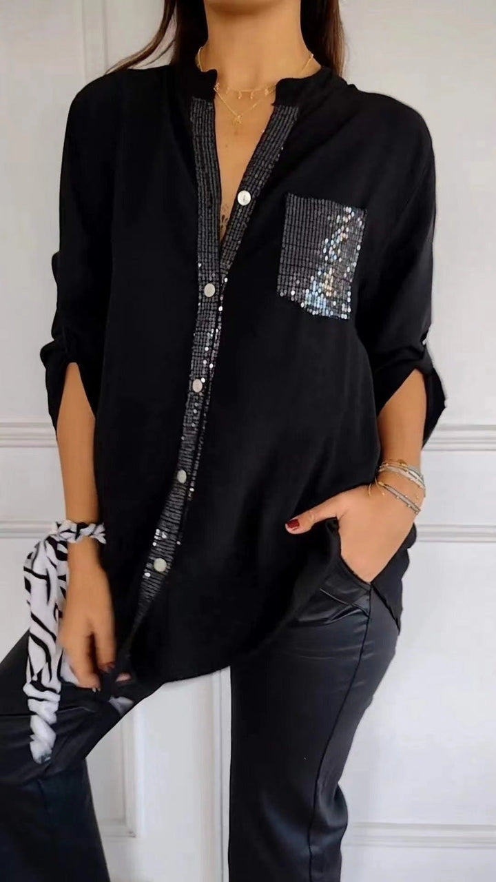 Funkela | Glitzerbluse mit Paillettentasche