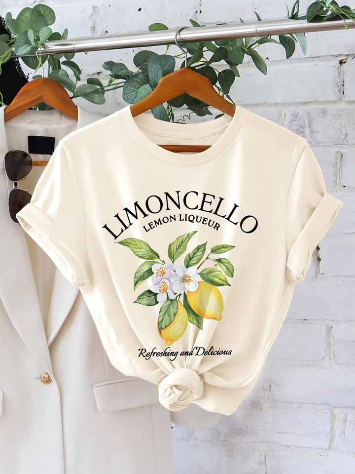 Claudia | Kurzarm-T-Shirt mit Zitronen- und Buchstabenprint