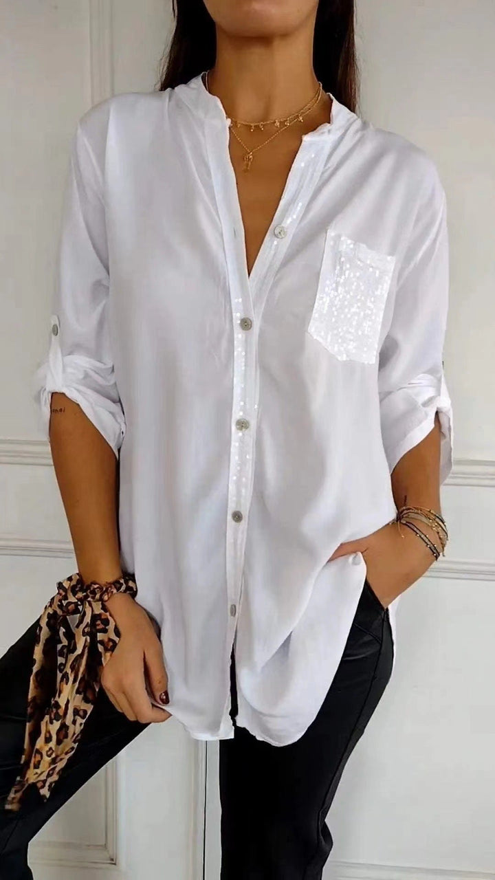 Funkela | Glitzerbluse mit Paillettentasche