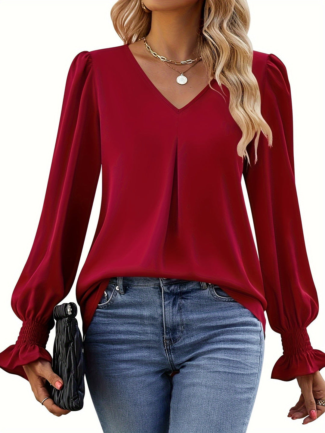 Mila | Elegante Bluse in Unifarben