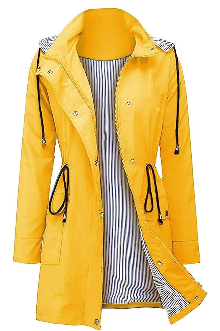 Wasserdichte gestreifte Windbreaker-Regenjacke mit Kapuze