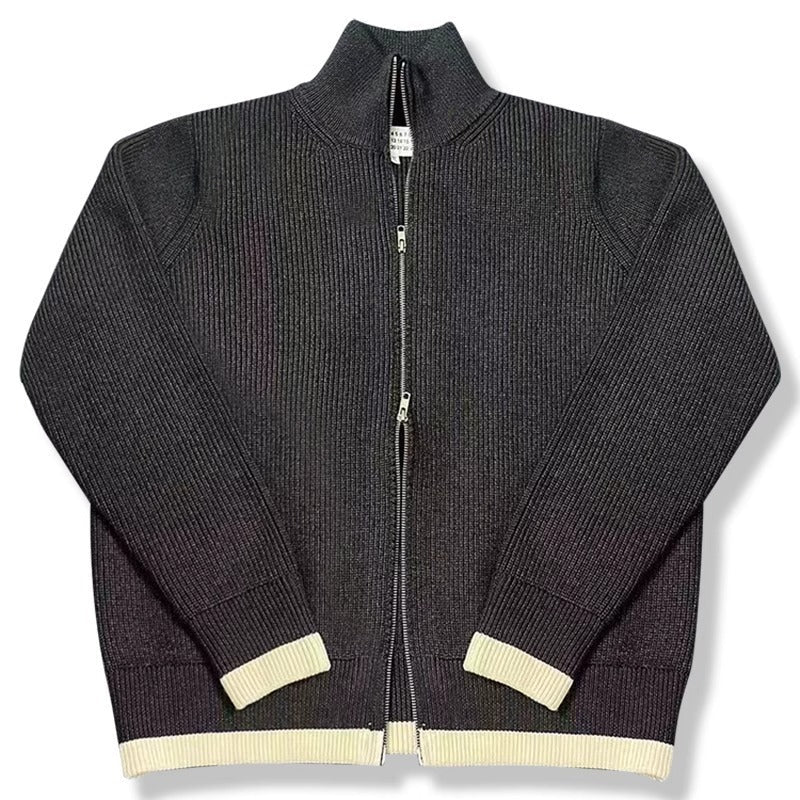 Rollkragen Reißverschluss lose Verdickung Warmhalten Wolle Strickjacke Pullover Mantel