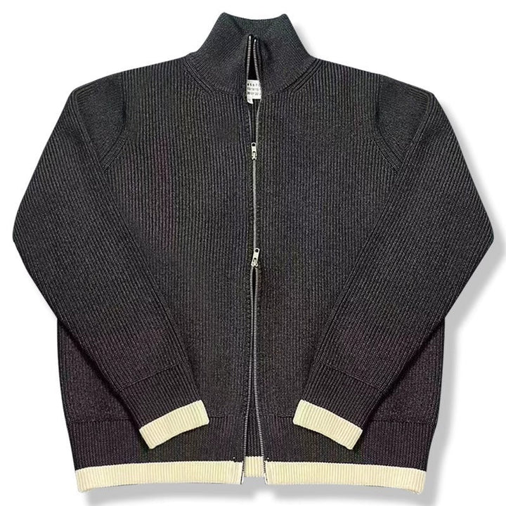 Rollkragen Reißverschluss lose Verdickung Warmhalten Wolle Strickjacke Pullover Mantel