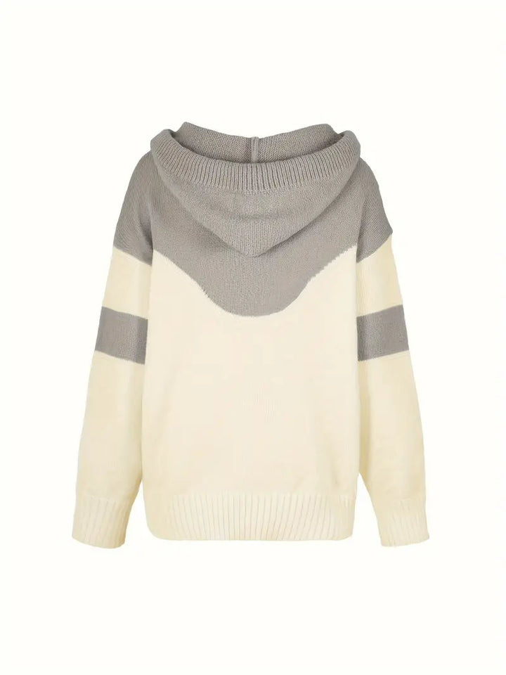 Rosa | Colour Block Pullover mit Kapuze und Kordelzug