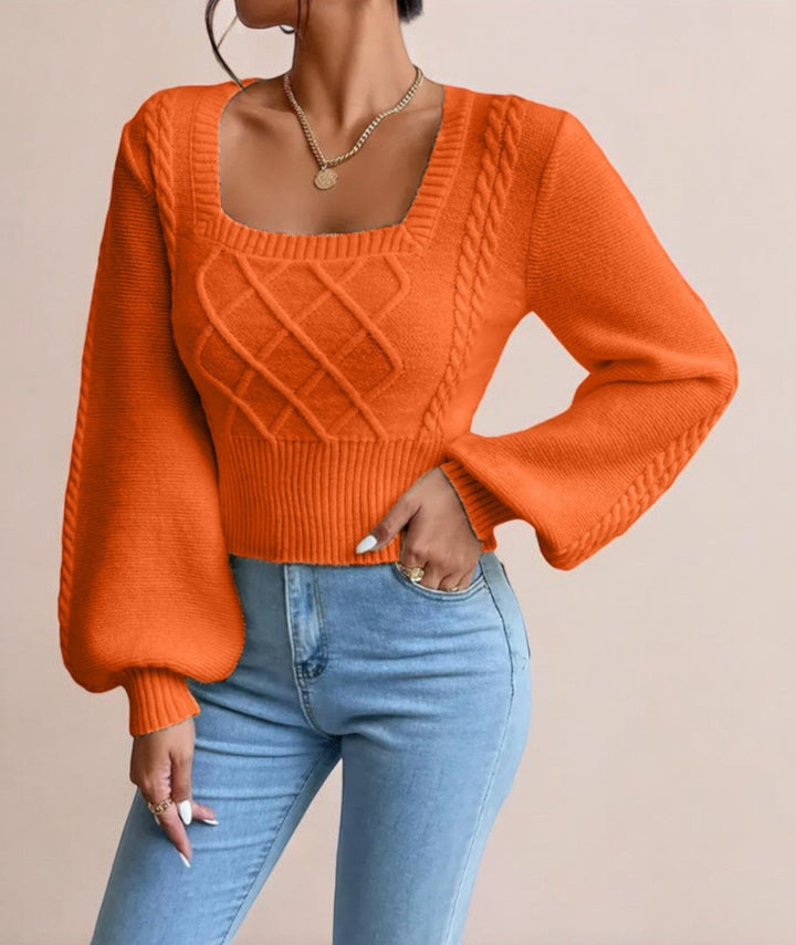 Fjara | Damen Pullover mit quadratischem Kragen