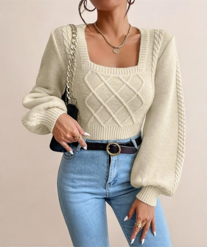 Fjara | Damen Pullover mit quadratischem Kragen