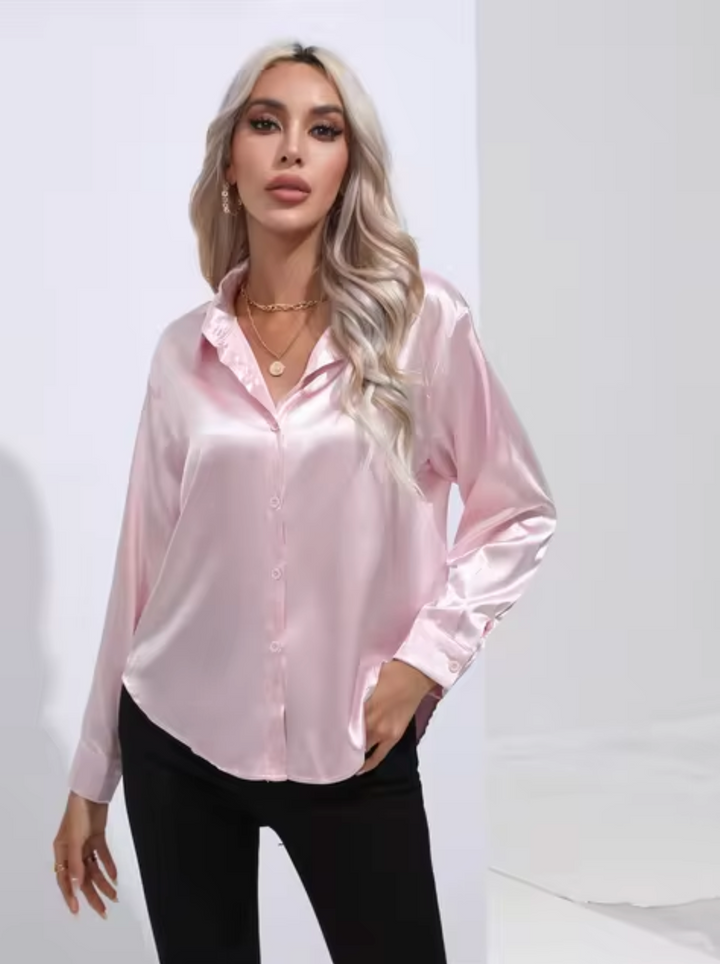 Langärmelige Satinbluse