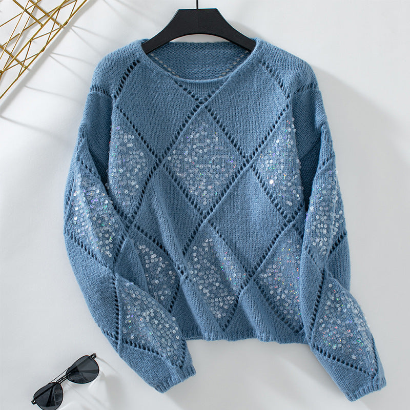 Noa | Hohlstrickpullover mit Pailletten