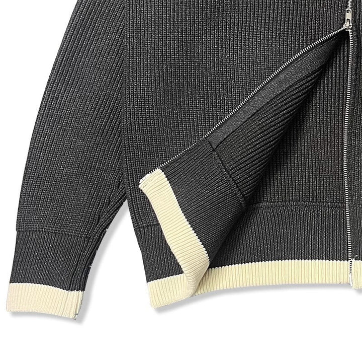 Rollkragen Reißverschluss lose Verdickung Warmhalten Wolle Strickjacke Pullover Mantel
