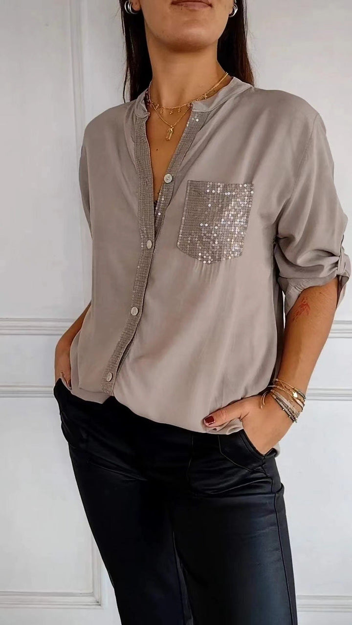 Funkela | Glitzerbluse mit Paillettentasche