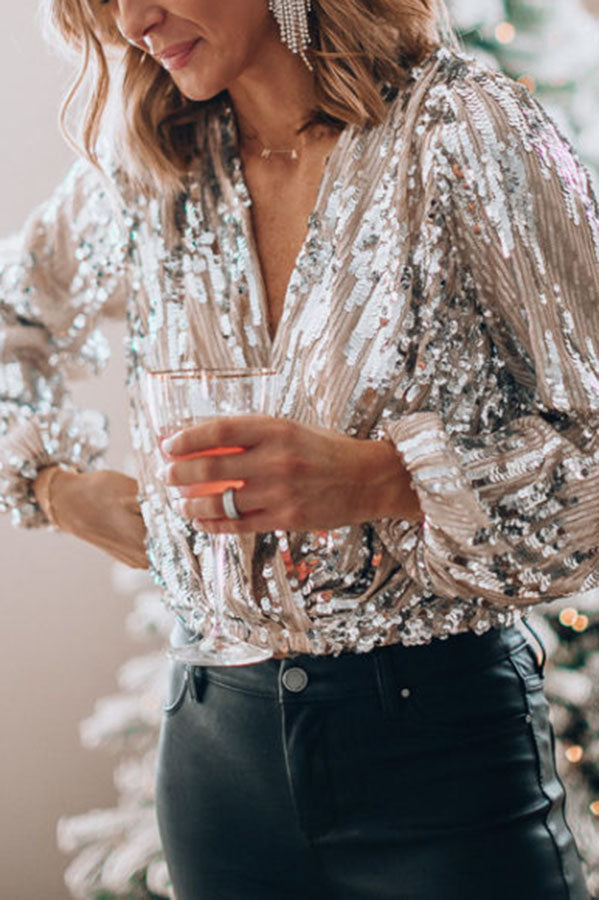 Glitzerndes Pailletten-Top für den Abend