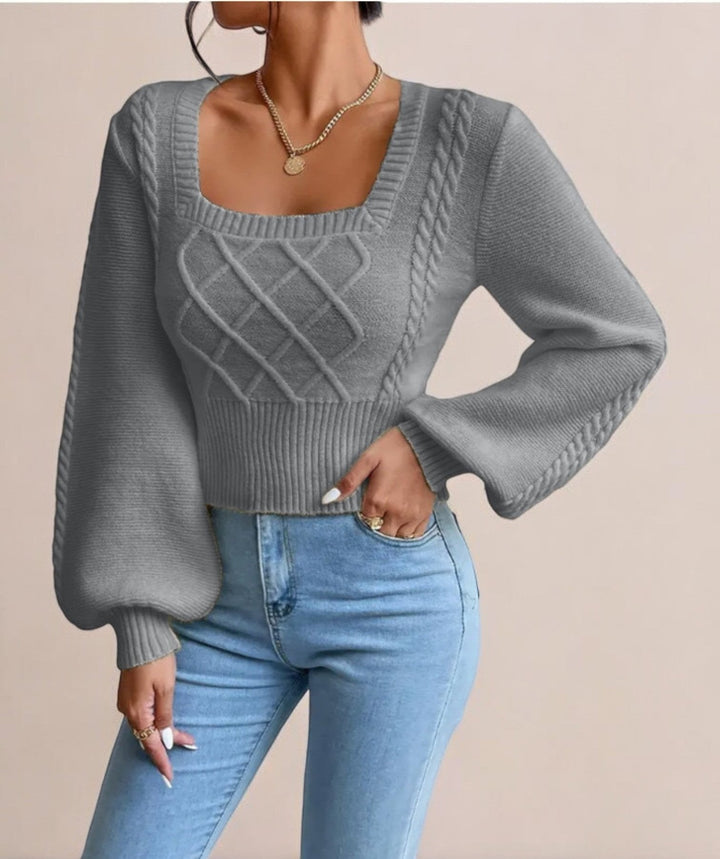 Fjara | Damen Pullover mit quadratischem Kragen