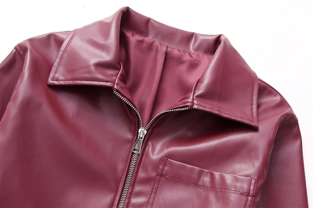 Sophia | Luxuriöse rote Lederjacke für den Herbst