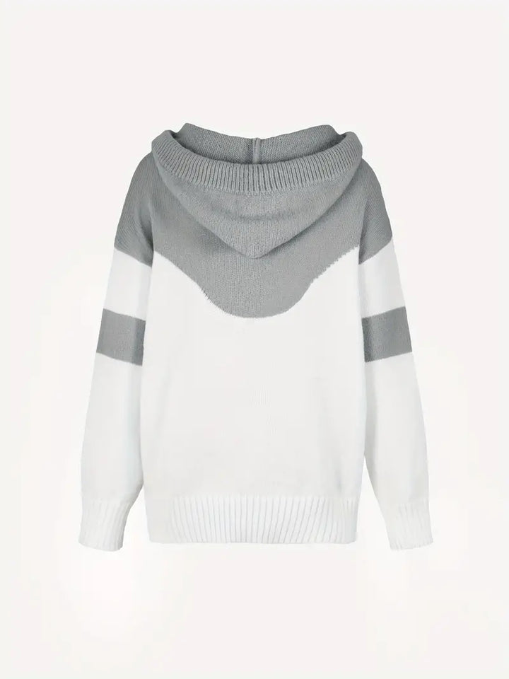 Rosa | Colour Block Pullover mit Kapuze und Kordelzug
