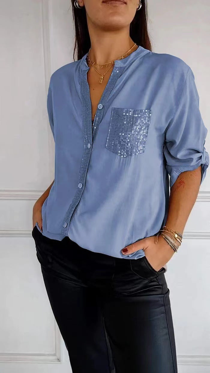 Funkela | Glitzerbluse mit Paillettentasche
