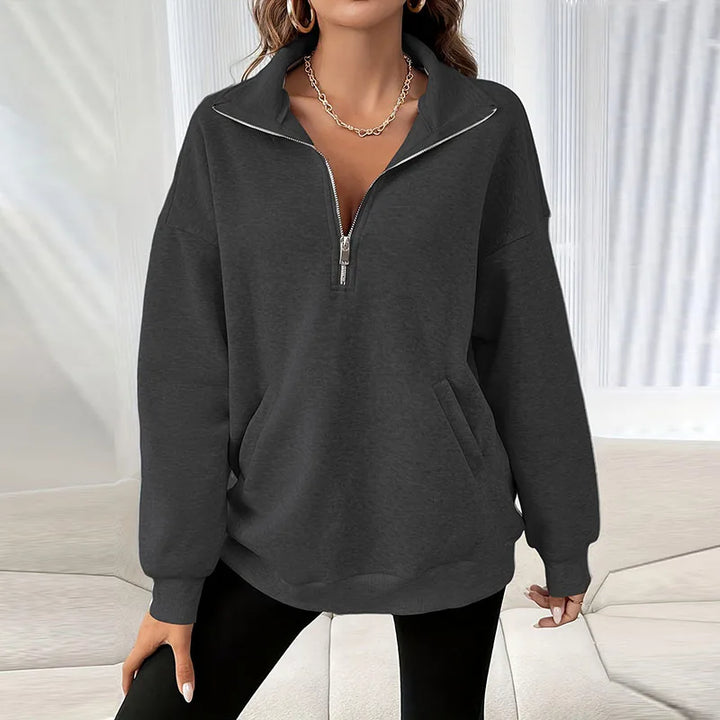 Avery | Schlankes Sweatshirt mit halbem Reißverschluss