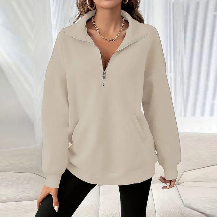 Avery | Schlankes Sweatshirt mit halbem Reißverschluss