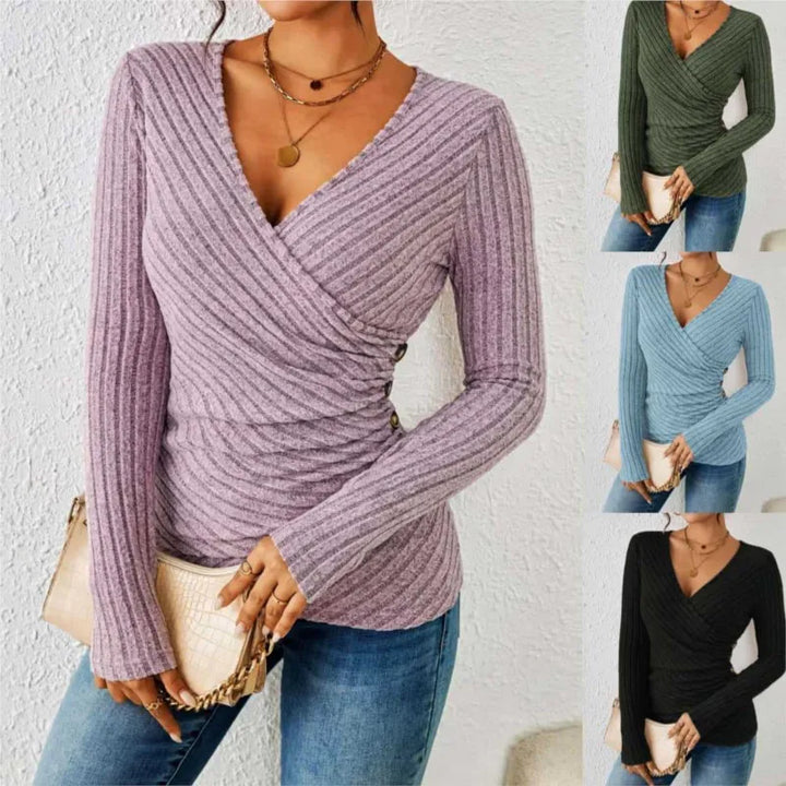 Langarmhemd mit V-Futter, das die Figur formt