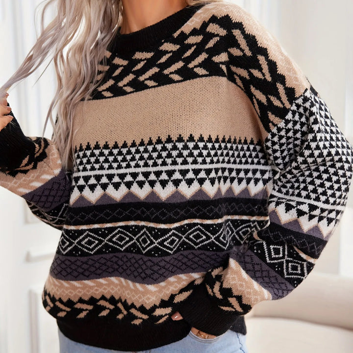 Le Clair | Retro Pullover mit Kontrast gestrickt