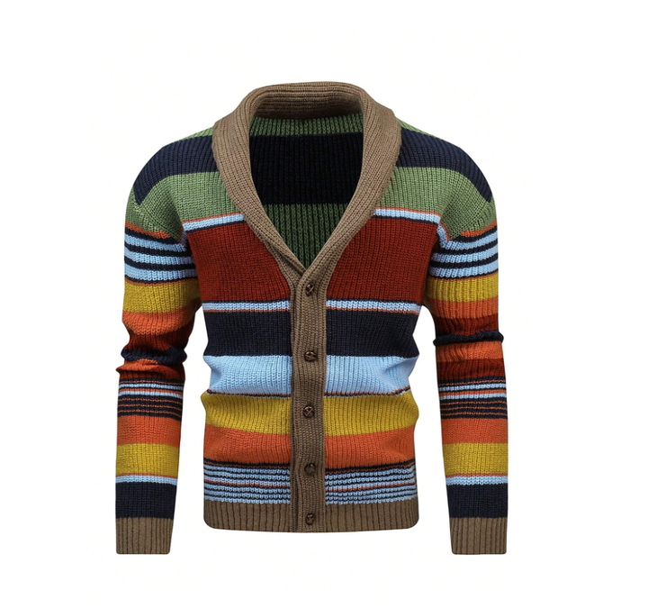 Colorblock-Strickjacke mit Knöpfen für Männer