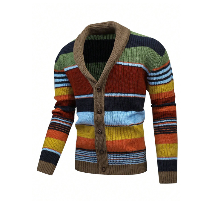 Colorblock-Strickjacke mit Knöpfen für Männer