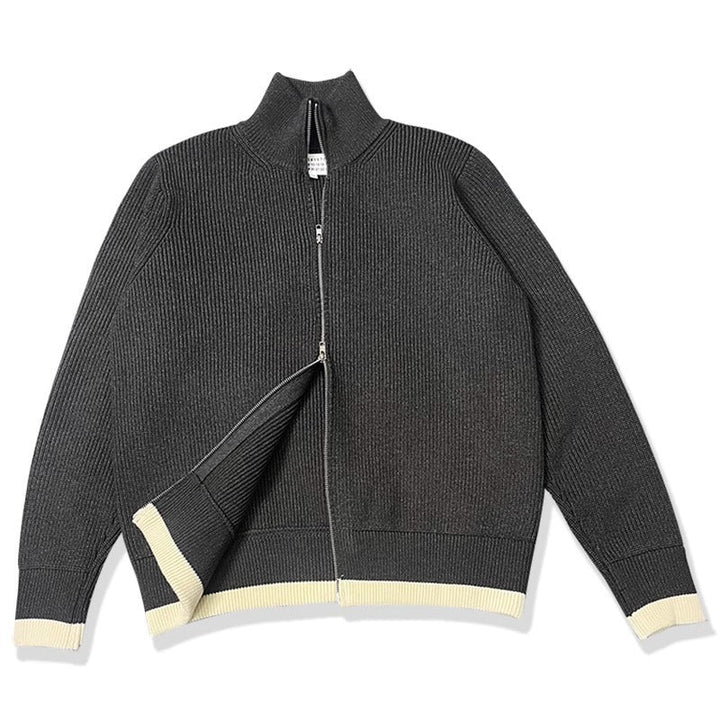 Rollkragen Reißverschluss lose Verdickung Warmhalten Wolle Strickjacke Pullover Mantel