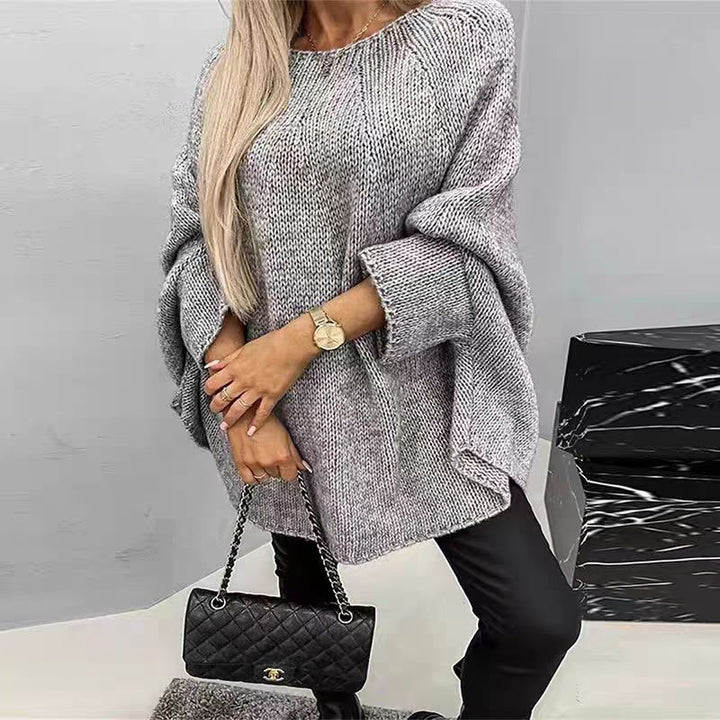 Locker gestrickter Pullover mit Fledermausärmeln