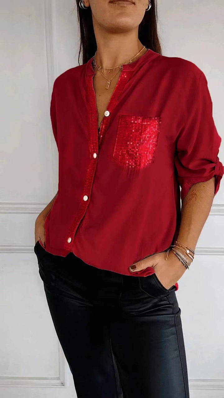 Funkela | Glitzerbluse mit Paillettentasche