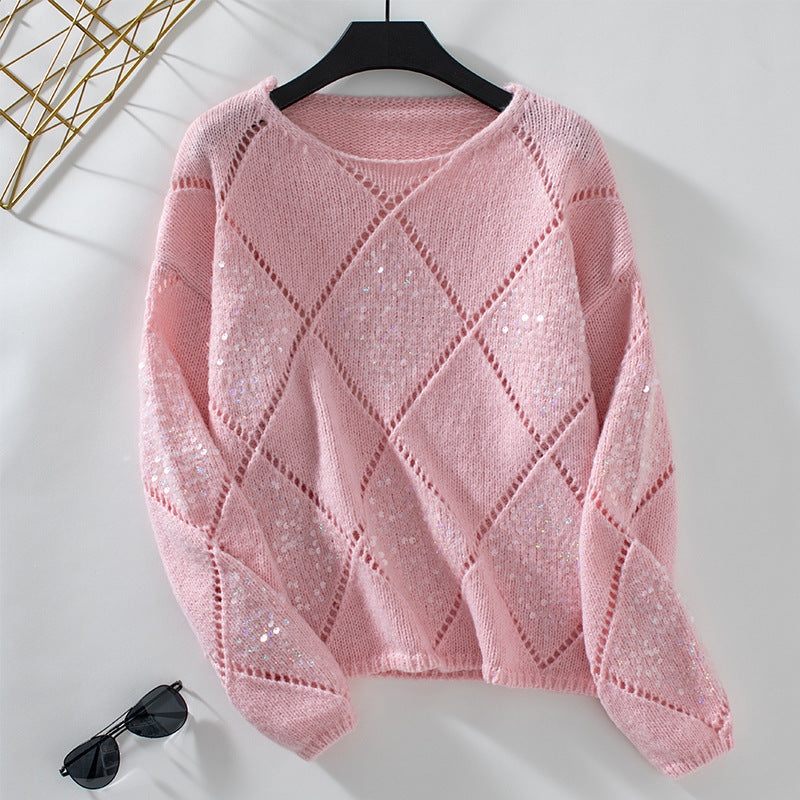 Noa | Hohlstrickpullover mit Pailletten