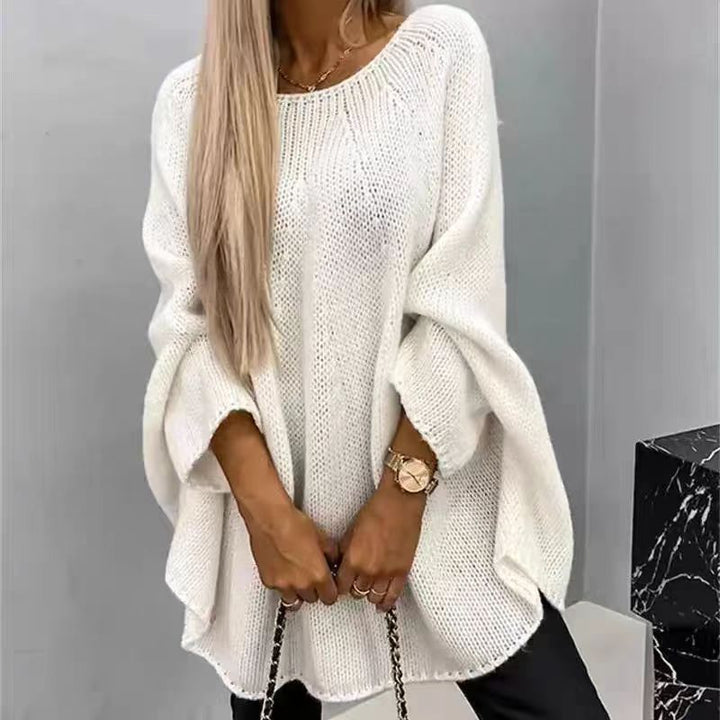 Locker gestrickter Pullover mit Fledermausärmeln