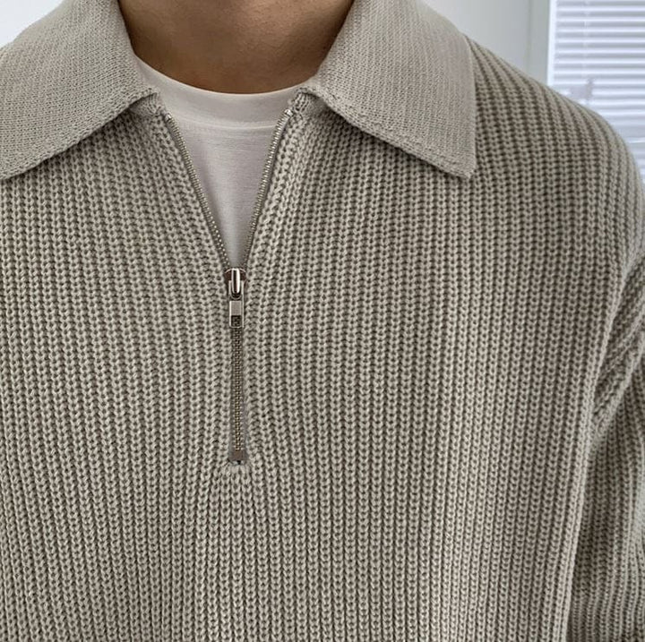 Knitted Half Zip Collar Sweater