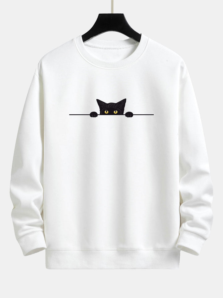 Mimi | Schwarzes Sweatshirt mit Katzendruck in lockerer Passform