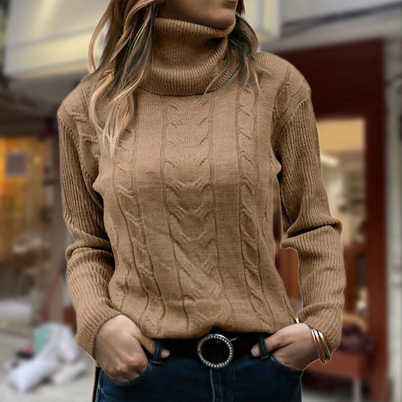 Nadine | Luxus-Rippstrick-Rollkragenpullover für Frauen