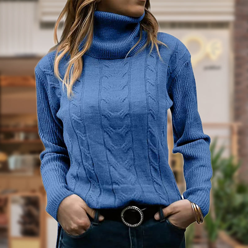 Nadine | Luxus-Rippstrick-Rollkragenpullover für Frauen