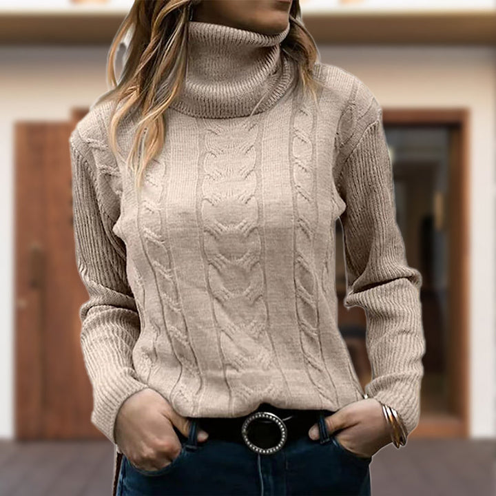 Nadine | Luxus-Rippstrick-Rollkragenpullover für Frauen