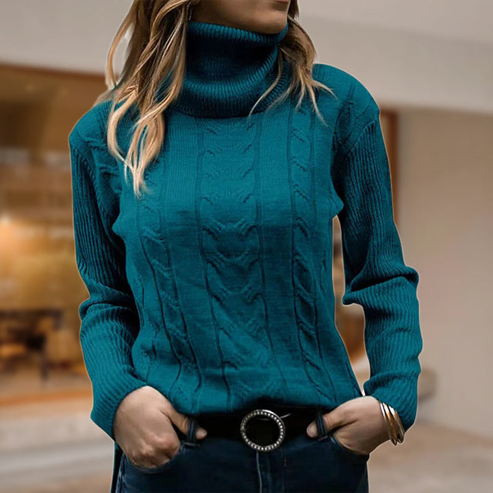 Nadine | Luxus-Rippstrick-Rollkragenpullover für Frauen