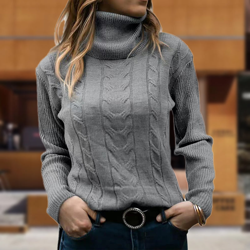 Nadine | Luxus-Rippstrick-Rollkragenpullover für Frauen